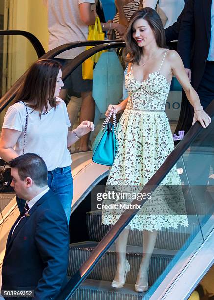 Miranda Kerr sighted at Westfield Bondi Junction as she arrived for her Kora Organics Pop Up store appearance on December 17, 2015 in Sydney,...