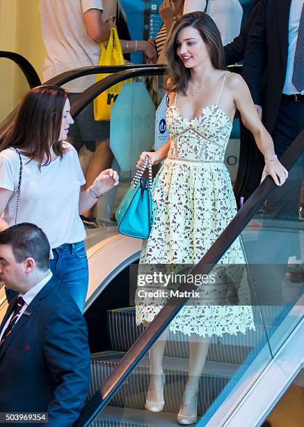 Miranda Kerr sighted at Westfield Bondi Junction as she arrived for her Kora Organics Pop Up store appearance on December 17, 2015 in Sydney,...