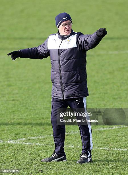 Claudio Ranieri during the Leicester City training session at Belvoir Drive Training Complex on January 8th , 2016 in Leicester, United Kingdom.