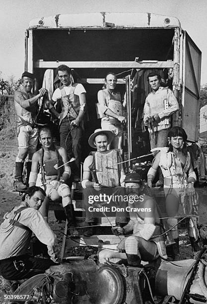 Just some of the stuntmen who are working on the film Major Dundee.