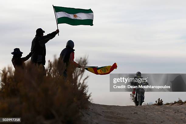 David Casteu of France riding on and for KTM 450 RALLY TEAM CASTEU ADVENTURE competes on day 6 during stage six of the 2016 Dakar Rally on January 8,...