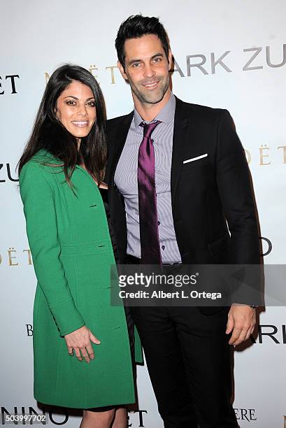 Actress Lindsay Hartley and actor Jason-Shane Scott arrive for the Mark Zunino Atelier Opening held at Mark Zunino Atelier on January 7, 2016 in...