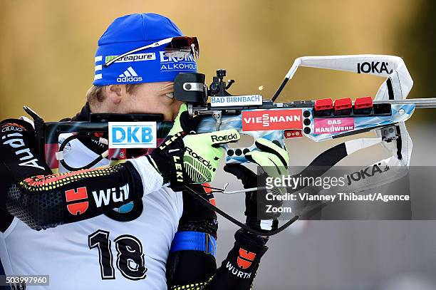 Andreas Birnbacher of Germany competes during the IBU Biathlon World Cup Men's and Women's Sprint on January 8, 2016 in Ruhpolding, Germany.