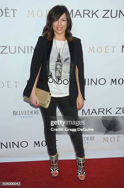 Singer Luciana Caporaso arrives at the Mark Zunino Atelier Opening at Mark Zunino Atelier on January 7, 2016 in Beverly Hills, California.