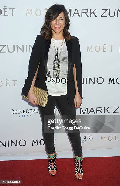 Singer Luciana Caporaso arrives at the Mark Zunino Atelier Opening at Mark Zunino Atelier on January 7, 2016 in Beverly Hills, California.