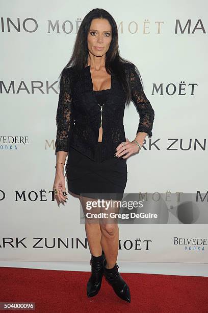 Personality Carlton Gebbia arrives at the Mark Zunino Atelier Opening at Mark Zunino Atelier on January 7, 2016 in Beverly Hills, California.