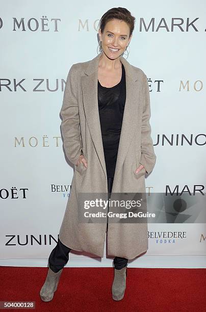 Actress Nicky Whelan arrives at the Mark Zunino Atelier Opening at Mark Zunino Atelier on January 7, 2016 in Beverly Hills, California.