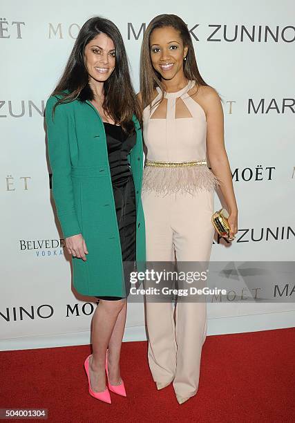 Actors Lindsay Hartley and Chrystee Pharris arrive at the Mark Zunino Atelier Opening at Mark Zunino Atelier on January 7, 2016 in Beverly Hills,...