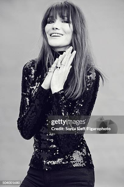 Singer Carla Bruni is photographed for Madame Figaro on June 12, 2015 in Paris, France. Top , rings . PUBLISHED IMAGE. CREDIT MUST READ: Sonia...