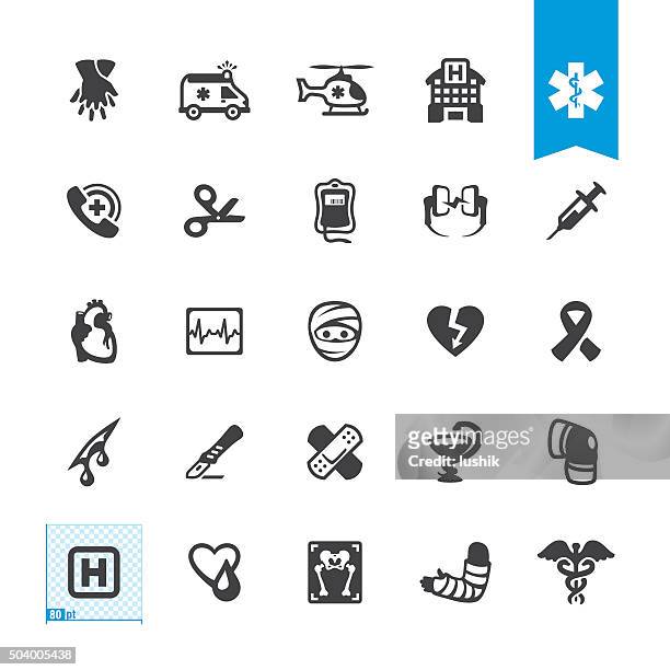stockillustraties, clipart, cartoons en iconen met emergency services and ambulance related vector icons - traumahelikopter