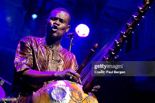 Kora player Cherif Soumano performs on stage at Paradiso, Amsterdam, Netherlands, 28 April 2015.