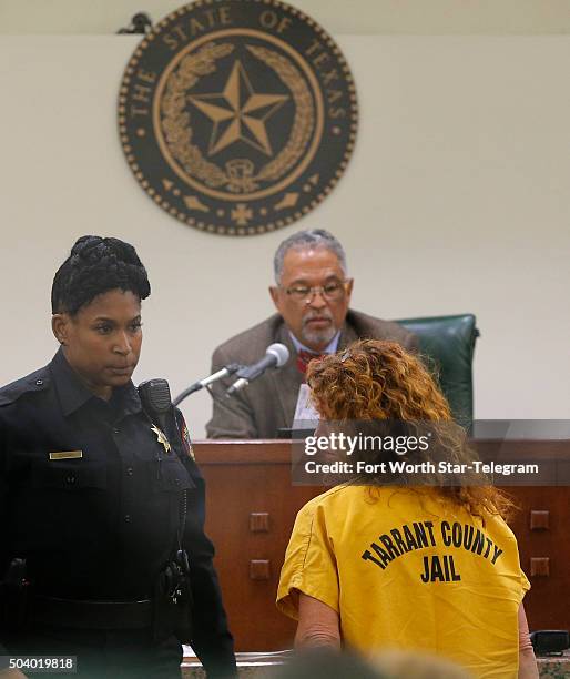 Tonya Couch, mother of Ethan Couch, appears before state District Judge Wayne Salvant on Jan. 8, 2016 in Fort Worth, Texas.