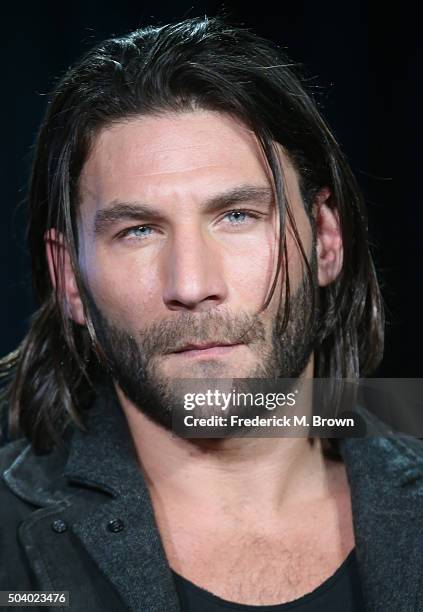 Actor Zach McGowan speaks onstage during the Black Sails panel as part of the Starz portion of This is Cable 2016 Television Critics Association...