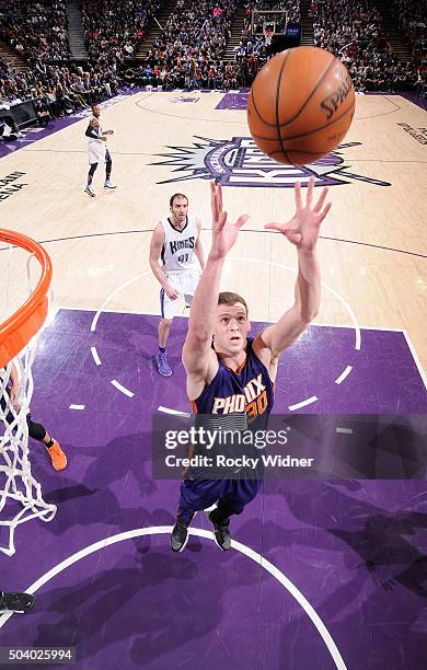 Jon Leuer of the Phoenix Suns rebounds against the Sacramento Kings on January 2, 2016 at Sleep Train Arena in Sacramento, California. NOTE TO USER:...