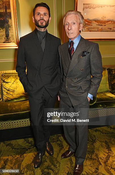 Carlo Brandelli and Edward Sexton attend a cocktail reception hosted by the Woolmark Company, Pierre Lagrange and the Savile Row Bespoke Association...