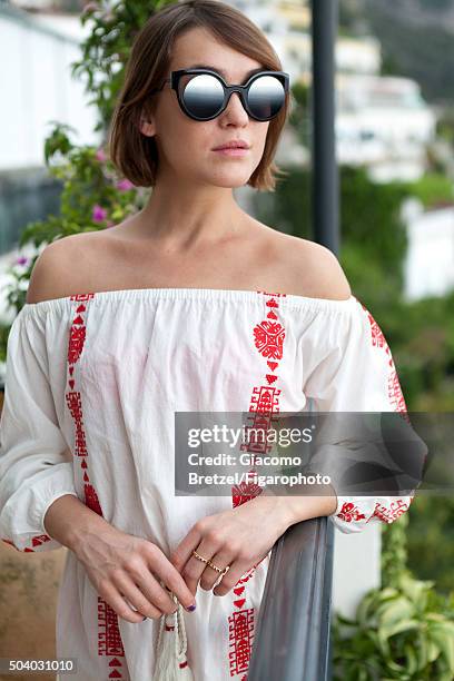 Blogger Ella Catliff is photographed for Madame Figaro on September 5, 2015 in Italy. Sunglasses . PUBLISHED IMAGE. CREDIT MUST READ: Giacomo...