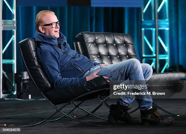 Host Chris Evans speaks onstage during the Top Gear panel as part of the BBC America portion of This is Cable 2016 Television Critics Association...