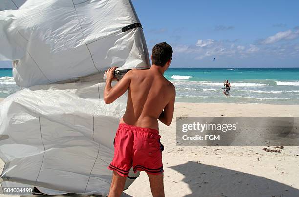 cuban kite surfing - varadero beach stock pictures, royalty-free photos & images