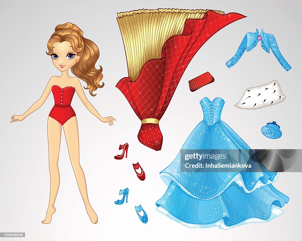 Printable Princess Red Paper Red Princess Doll High-Res Vector Graphic - Getty Images