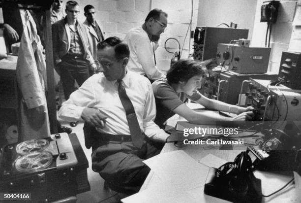 Scientists of the National Bureau of Standards Boulder Laboratory receiving signals from Sputnik I