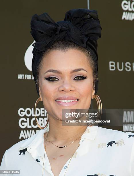 Singer Andra Day attends the Amnesty International USA's Inaugural Art For Amnesty Pre-Golden Globes recognition brunch at Chateau Marmont on January...