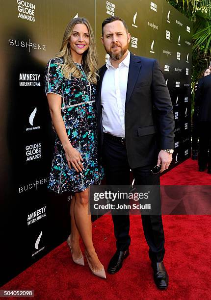 Abigail Ochse and actor A. J. Buckley attend the Art For Amnesty Pre-Golden Globes Recognition Brunch at Chateau Marmont on January 8, 2016 in Los...