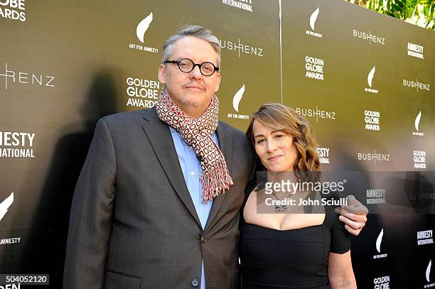 Director Adam McKay and director Shira Piven attend the Art For Amnesty Pre-Golden Globes Recognition Brunch at Chateau Marmont on January 8, 2016 in...