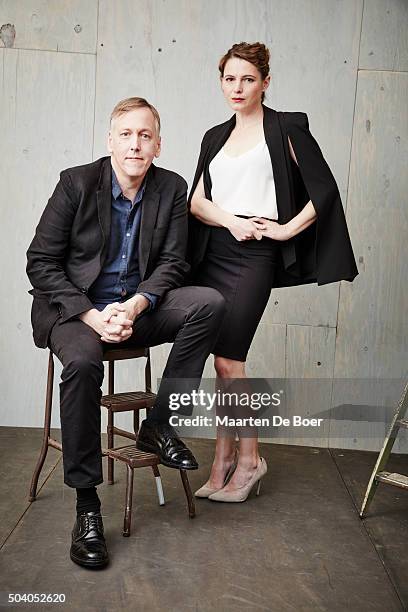 Executive Producers/Writers/Directors Lodge Kerrigan and Amy Seimetz of Starz's The Girfriend Experience pose in the Getty Images Portrait Studio at...