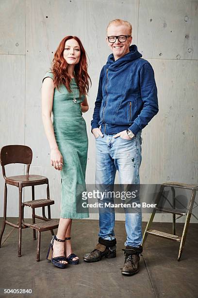 Actress Clara Paget of Starz's Black Sails and host Chris Evans of BBC America's Top Gear pose in the Getty Images Portrait Studio at the 2016 Winter...