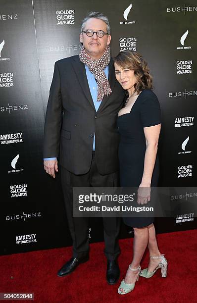 Director Adam McKay and wife Shira Piven attend Amnesty International USA's Inaugural Art for Amnesty Pre-Golden Globes Recognition Brunch at Chateau...