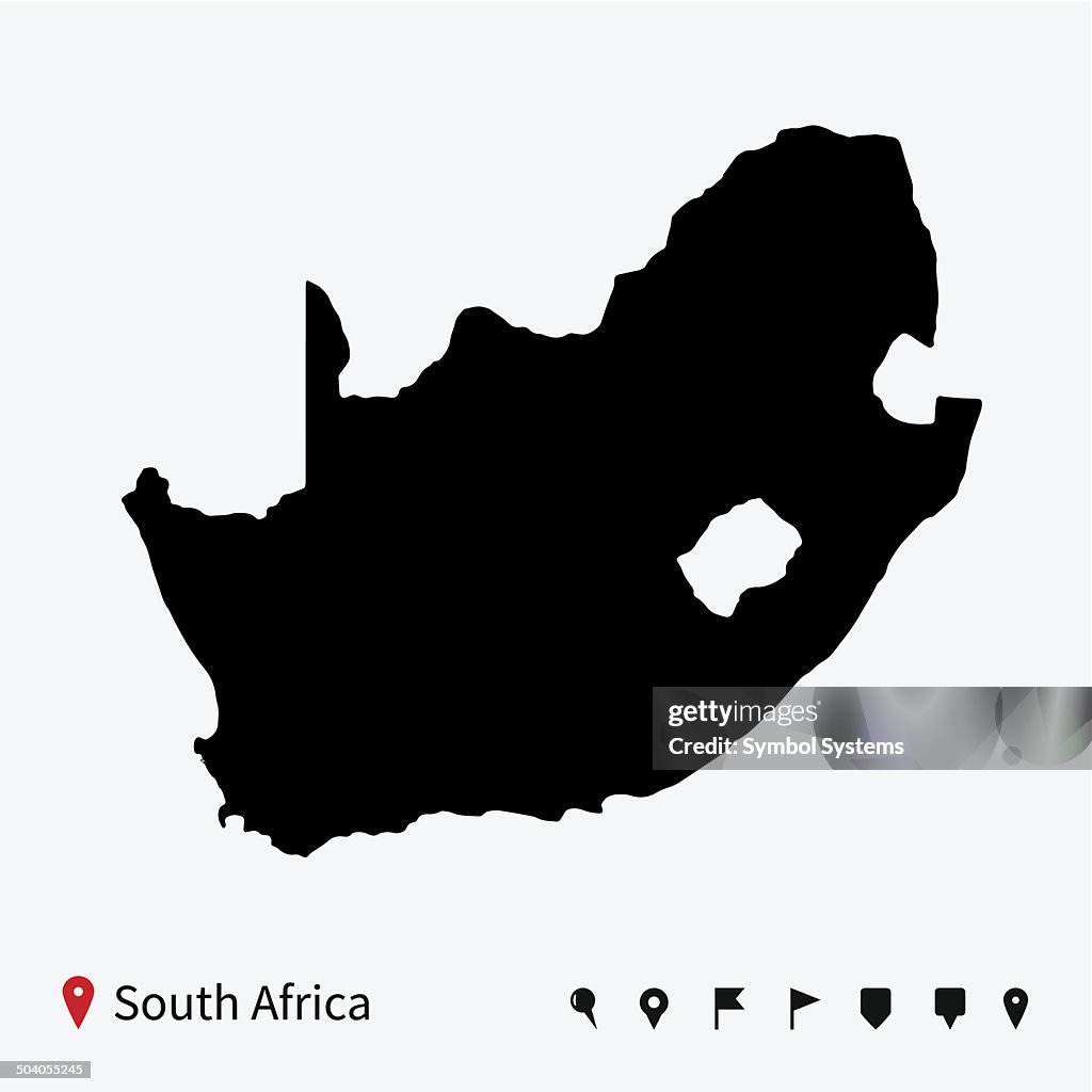 Sa Map Graphics High Detailed Vector Map Of South Africa With Navigation Pins High-Res ...