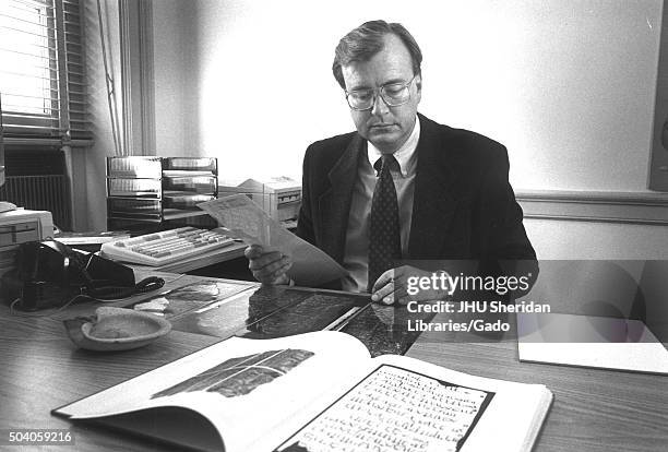 Kyle McCarter, Biblical scholar and faculty member at the Johns Hopkins University department of Near Eastern Studies, Portrait, Sitting, Chest up,...