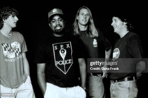 Members of pop group Hootie and the Blowfish : Mark Bryan, Darius Rucker, Jim Sonefeld, and Dean Felber.