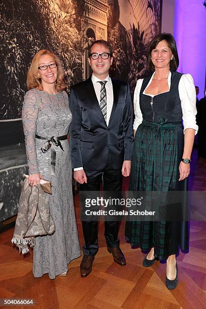 Minister of transport Alexander Dobrindt, his wife Tanja Kaeser and Ilse Aigner during the new year reception of the Bavarian state government at...
