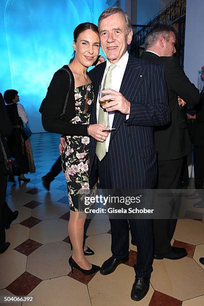 Georg von Waldenfels and his wife Veronika von Waldenfels during the new year reception of the Bavarian state government at Residenz on January 8,...