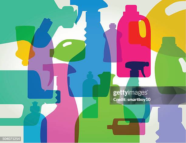 cleaning products - clear spray bottle stock illustrations