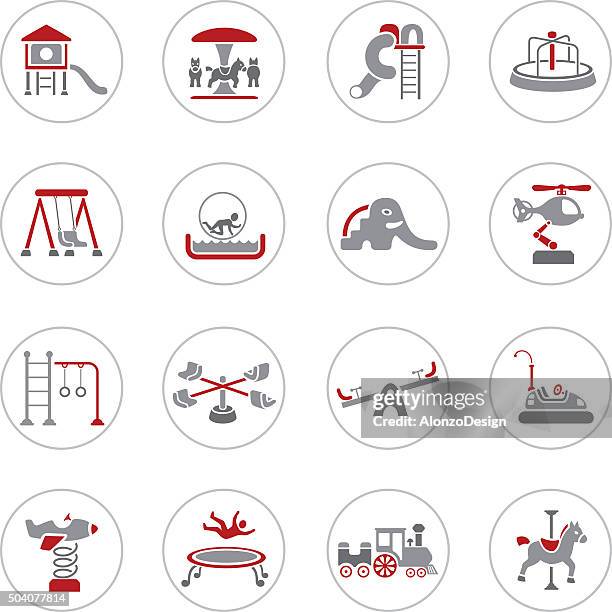 stockillustraties, clipart, cartoons en iconen met playground icons - touwschommel