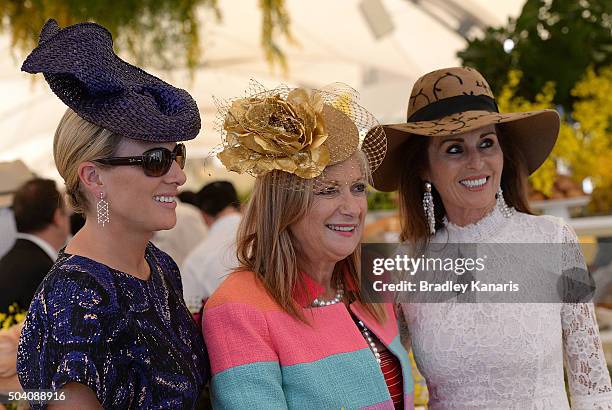 Zara Phillips and Sarina Russo attend the Magic Millions Raceday at Gold Coast Turf Club on January 9, 2016 in Gold Coast, Australia.