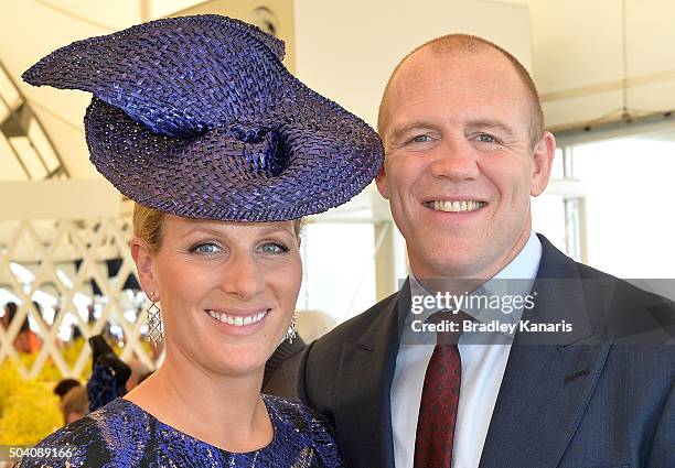 Zara Phillips and Mike Tindall attend the Magic Millions Raceday at Gold Coast Turf Club on January 9, 2016 in Gold Coast, Australia.