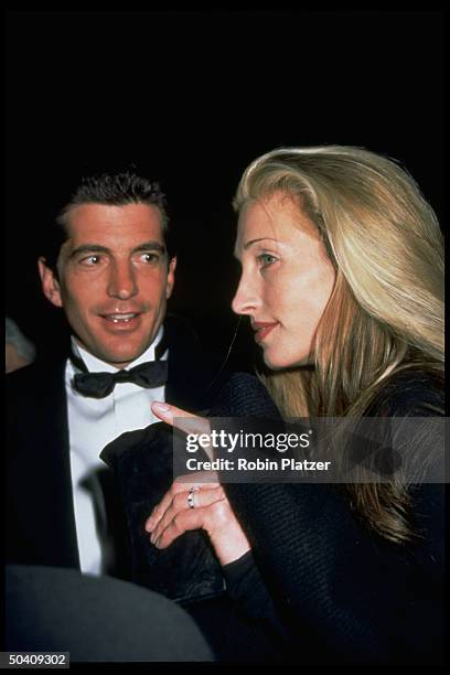 Editor John F. Kennedy Jr. & publicist fiancee Carolyn Bessette at unident. Event.