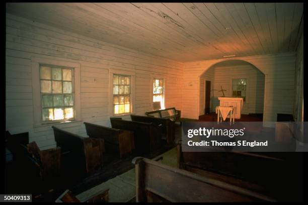 Inside of tiny First African Baptist Church where GEORGE editor John F. Kennedy Jr. & publicist Carolyn Bessette held their secret wedding on...