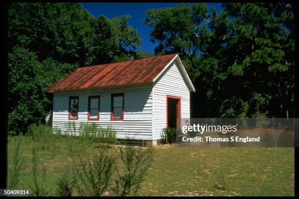 View from outside of tiny First African Baptist Church where GEORGE editor John F. Kennedy Jr. & publicist Carolyn Bessette held their secret wedding...