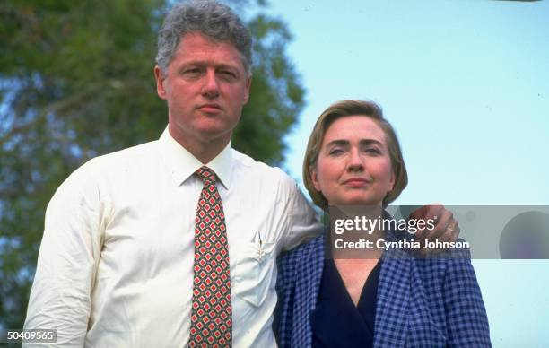 Clinton Rothery Pres. Bill & Hillary Rodham Clinton poised together, his arm around ...