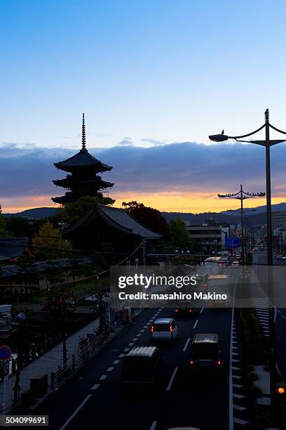 morning view of five-storied pagoda - five story pagoda stock pictures, royalty-free photos & images