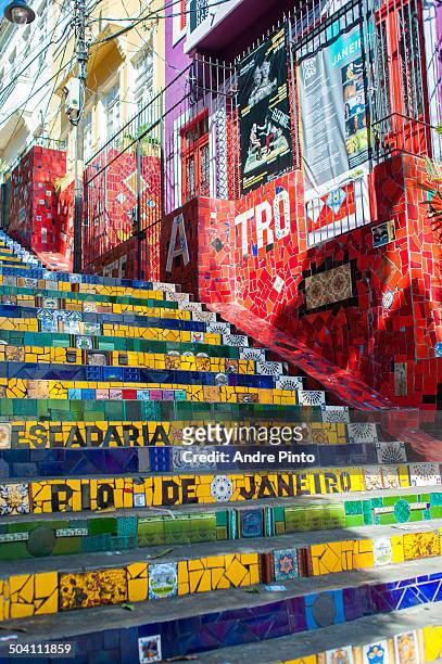 Steps decorated by artist, Escadaria Selaron, Rio de Janeiro