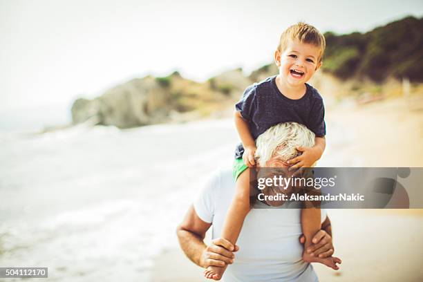 summer with my grandpa - grandparent stockfoto's en -beelden