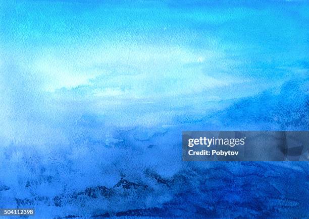 blaue abstrakte aquarell landschaft - wood stain stock-grafiken, -clipart, -cartoons und -symbole