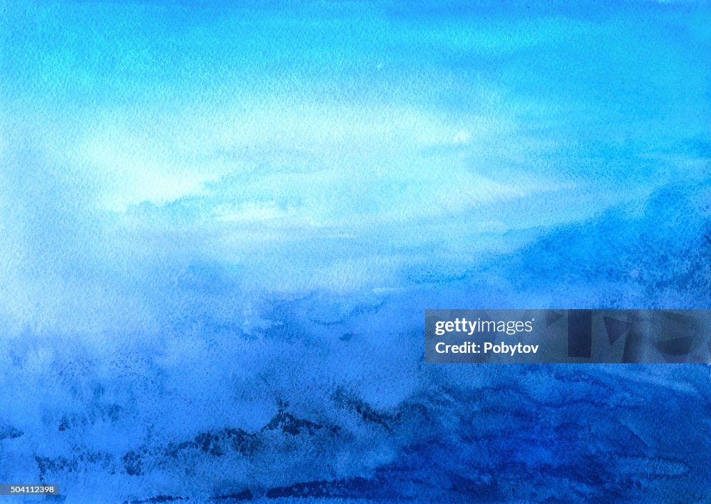 Azul abstrato aquarela paisagem