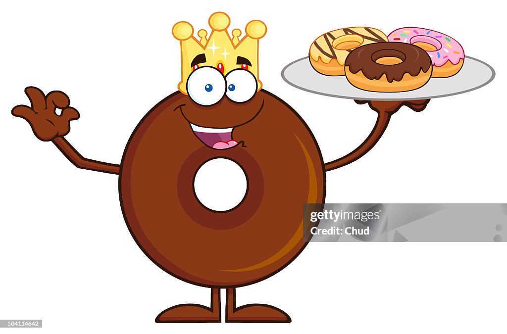 King Chocolate Donut Cartoon Character