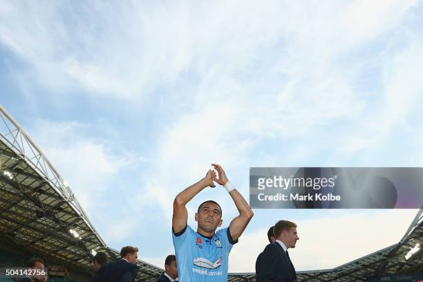 Ali Abbas of Sydney FC acknowledges the crowd after victory during the round 14 A-League match between Sydney FC and the Newcastle Jets at ANZ...